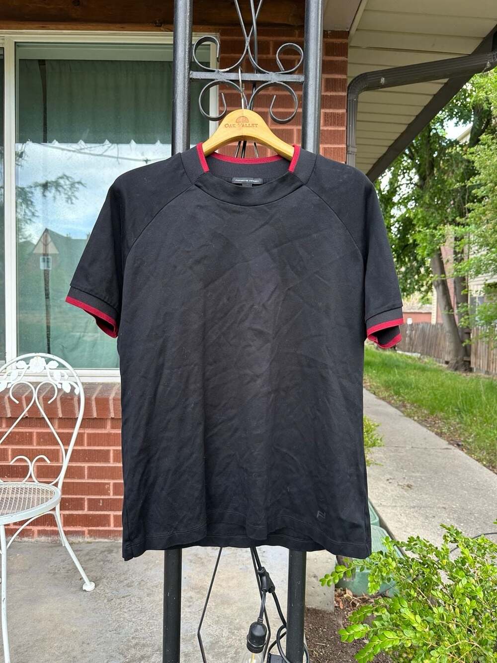 Porsche Design Men's Mock Neck T-Shirt Black Red XL